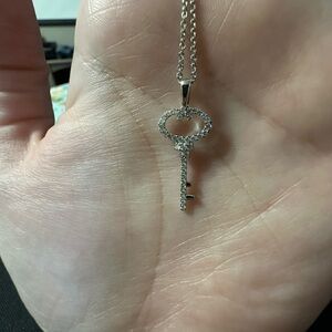 White gold diamond key necklace